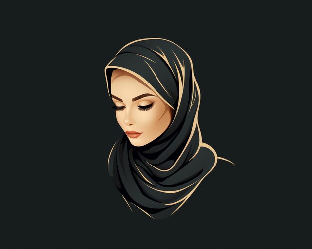 hijab logo line vector style