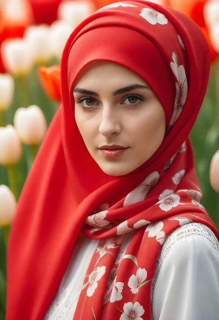 hijab model met tulpen