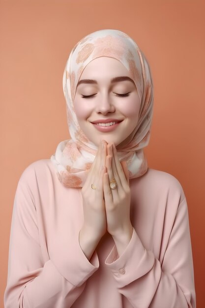 Hijab-vrouw in gebedshouding