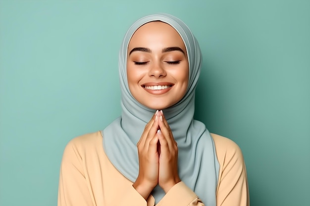 Hijab woman in prayer pose