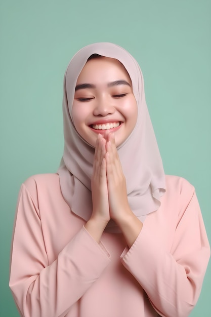 Hijab woman in prayer pose