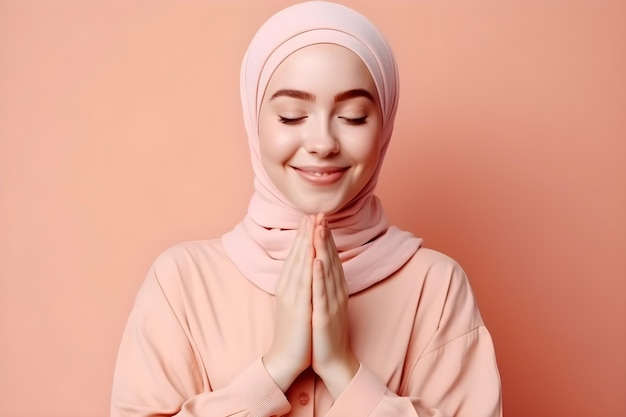 Hijab woman in prayer pose