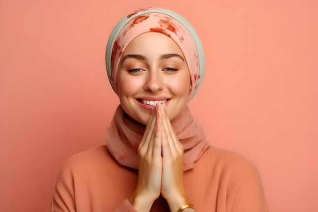 Hijab woman in prayer pose