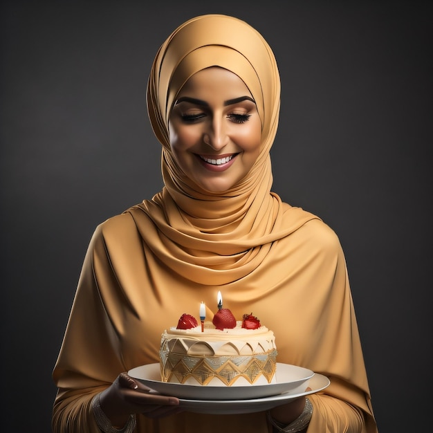 Hijabi Meisje Met Taart