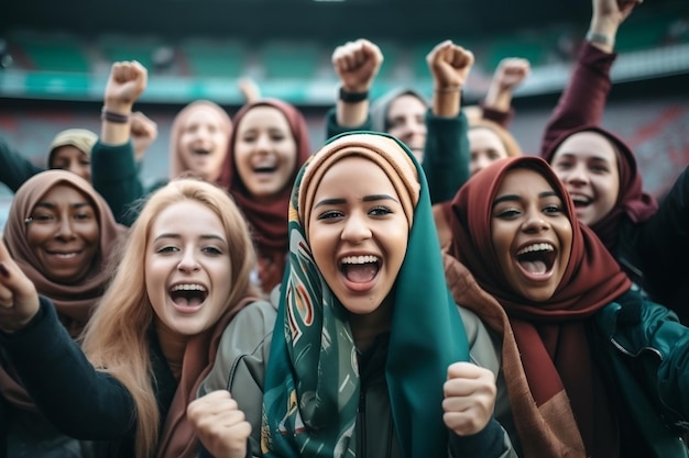 Hijabi-meisjes vieren de overwinning in stijl Generatieve Ai