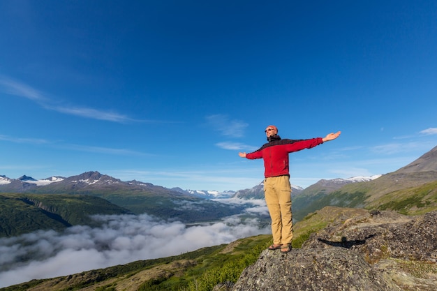 Hike in  Alaska at summertime