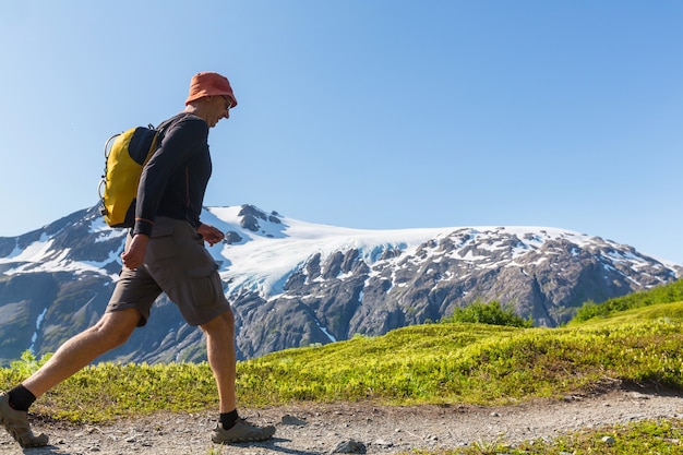 Hike in  Alaska at summertime