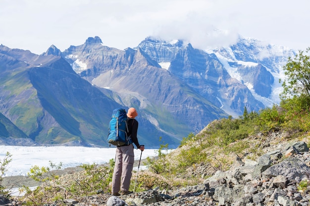 Hike in  Alaska at summertime