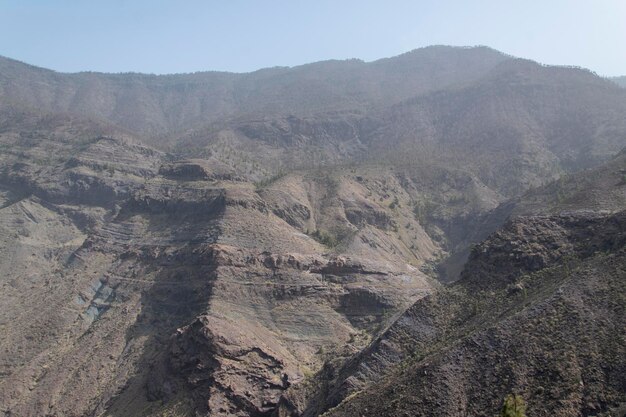 Hike from el risco gran canaria shortly after the sand storm calima the view is still restricted