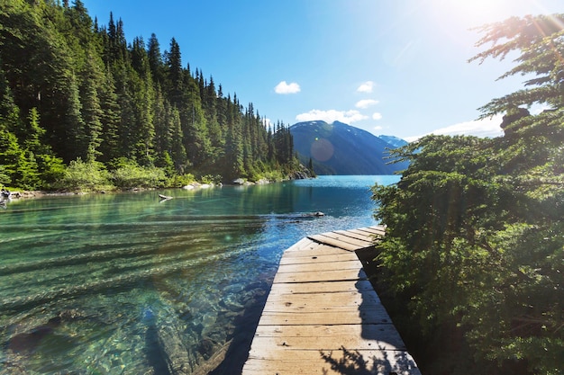 Hike to turquoise waters of picturesque Garibaldi Lake near Whistler, BC, Canada. Very popular hike destination in British Columbia.