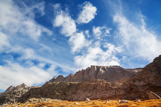 Hike in Wind River Range in Wyoming, USA. Autumn season.