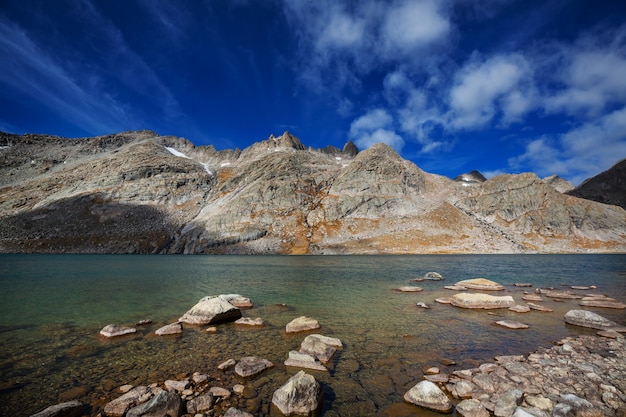 Hike in Wind River Range in Wyoming, USA. Autumn season.