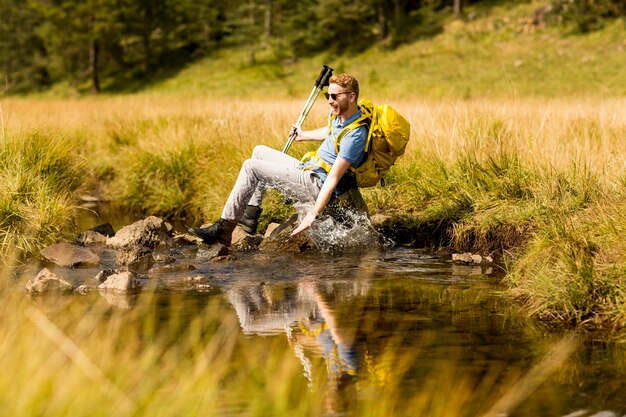 Hiker resting