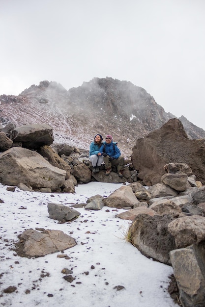 Hiker`s climbing the Pico de Orizaba