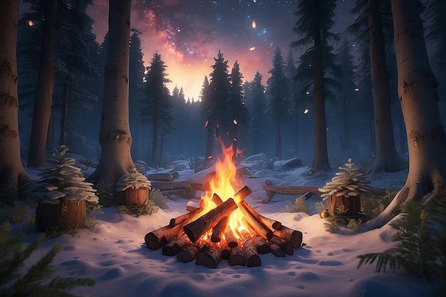 hikers sitting near campfire hiking camping concept people spend time at night summer camp in forest friends company