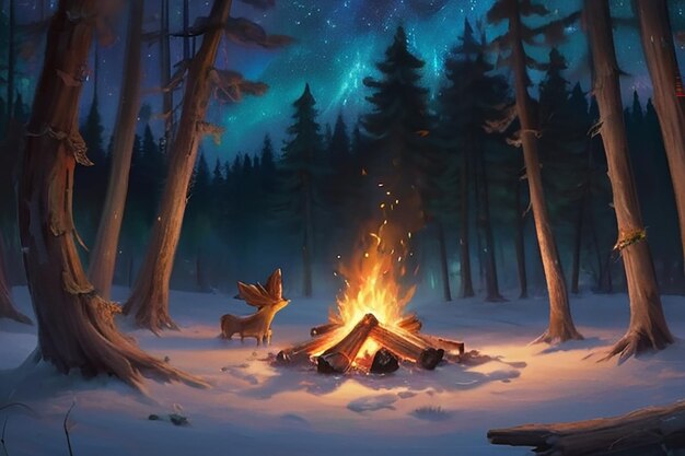 hikers sitting near campfire hiking camping concept people spend time at night summer camp in forest friends company