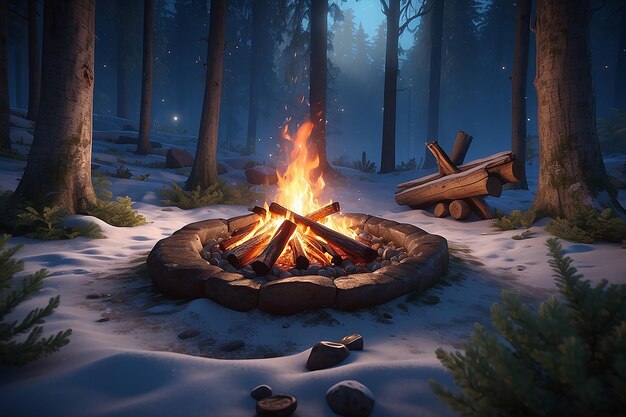 hikers sitting near campfire hiking camping concept people spend time at night summer camp in forest friends company