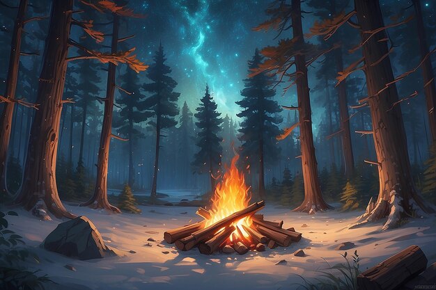 hikers sitting near campfire hiking camping concept people spend time at night summer camp in forest friends company