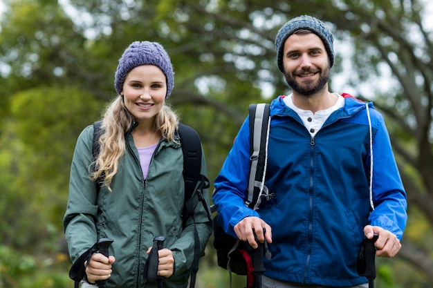 Hikers standing at countryside