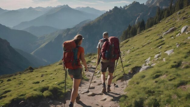 Hikers walking outdoors