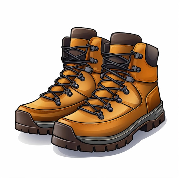 Premium AI Image | Hiking Boot 2d cartoon illustraton on white ...