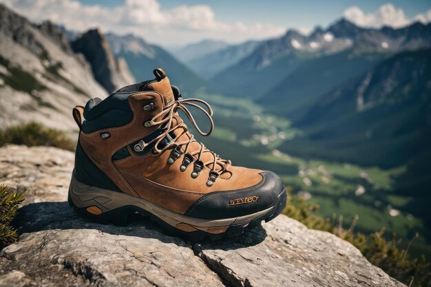 Foto stivali da escursionista sul sentiero di montagna