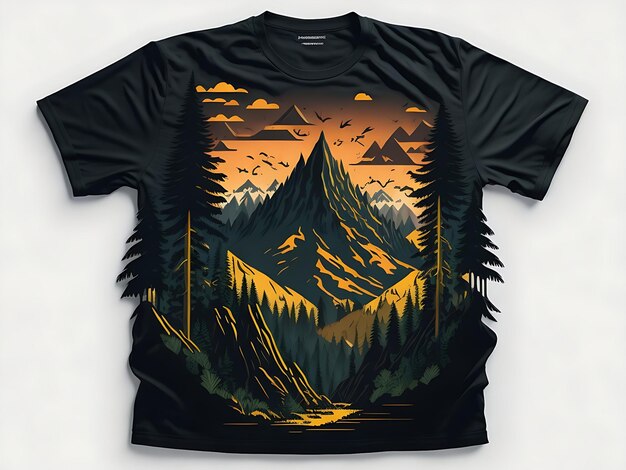 Hiking colorful lettering emblem t shirt on an artistic