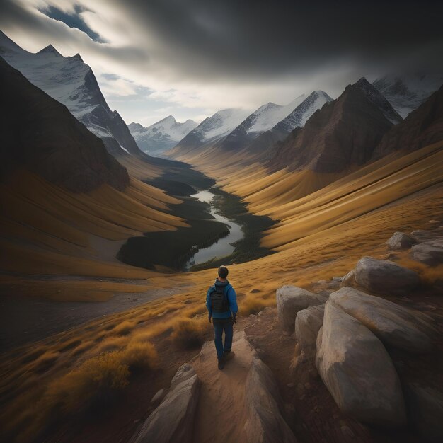 Походы в Гималаях Человек, смотрящий на горы