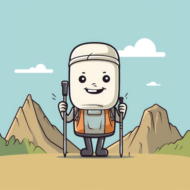 Hiking stick mascot for a company logo Generative AI