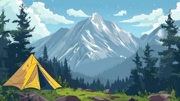 Hiking Trail Camping en Hiking Vector Illustratie