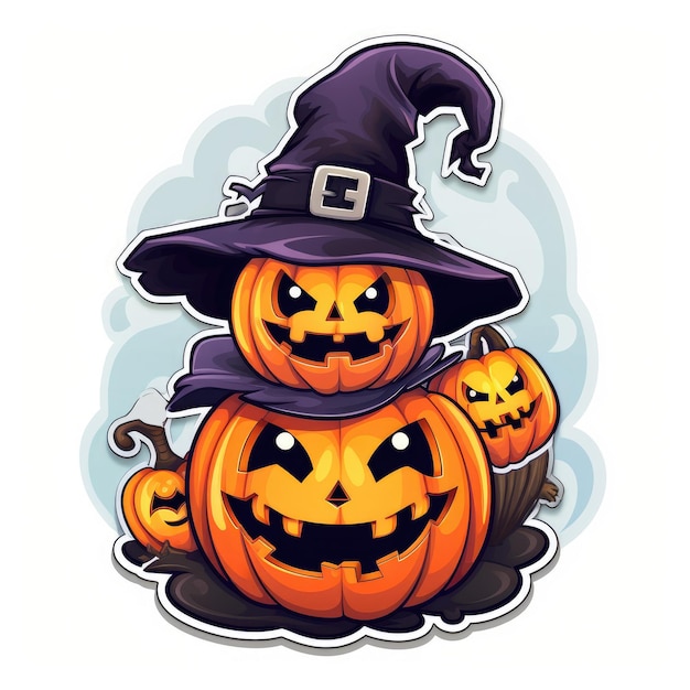 The Hilarious Halloween Adventures A Cartoonishly Illustrated Sticker Collection on a Playful White