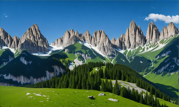 Foto vista naturale delle colline e dell'erba verde