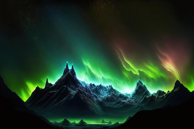 Hills and aurora at night