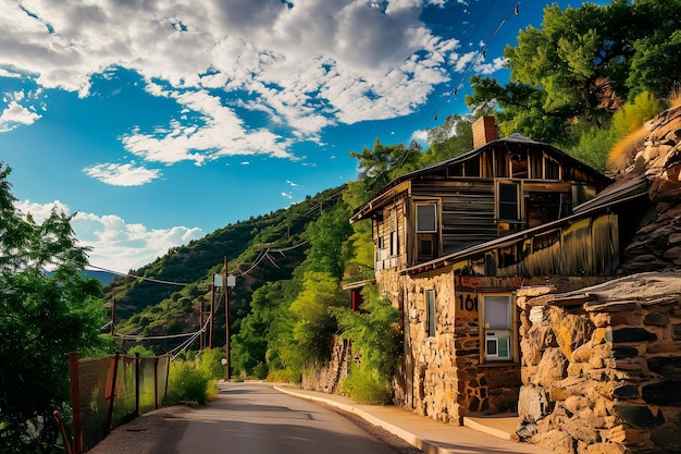 Photo a hillside scene in jerome arizona beautiful view of houses and mountains