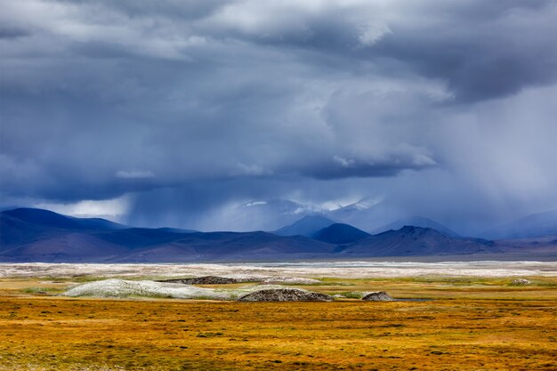 Himalaya-meer Tso Kar in de Himalaya, Ladakh, India