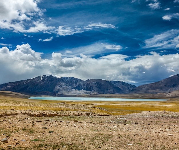히말라야 호수 Kyagar Tso, Ladakh, 인도