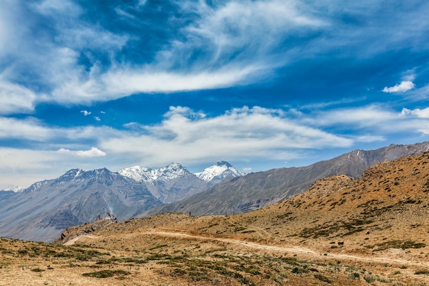 Himalayan landscape of Spiti valley Himachal Pradesh India