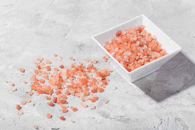 Himalayan pink salt in bowl on the table