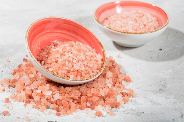 Himalayan pink salt in bowl on the table