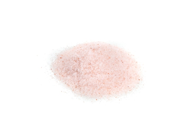 白い背景で隔離のヒマラヤピンクの塩