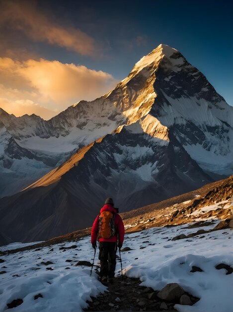 Photo a himalayan sunrise at mount everest