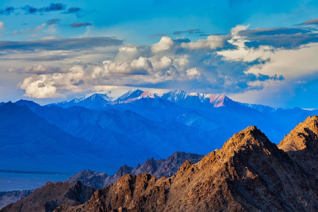 Himalayas mountains on sunset Ladakh Jammu and Kashmir India