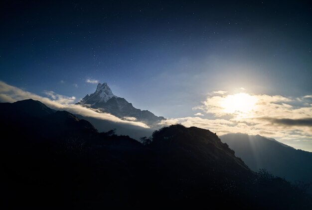 Himalayas at night starry sky