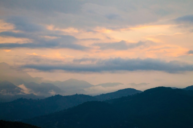 Himalays mountains layers, view from Nagarkot, Nepal