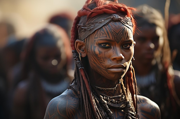 The Himba People of Namibia Known for their ochrecovered bodiesGenerated with AI