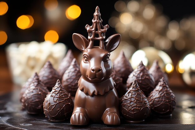 Himsical holiday snacking with a reindeer shaped arrangement of chocolate covered almonds xmas images