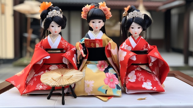 Hina dolls traditional japanese doll Selective focus