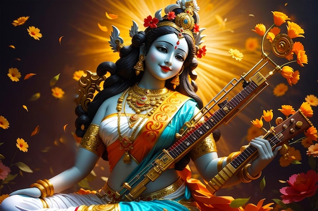 Photo hindhu goddess saraswati