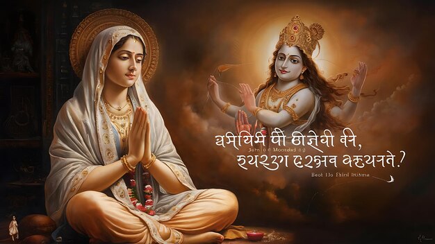 Photo hindi meerabai jayanti means born of meerabai jai shri krishna means lord krishna