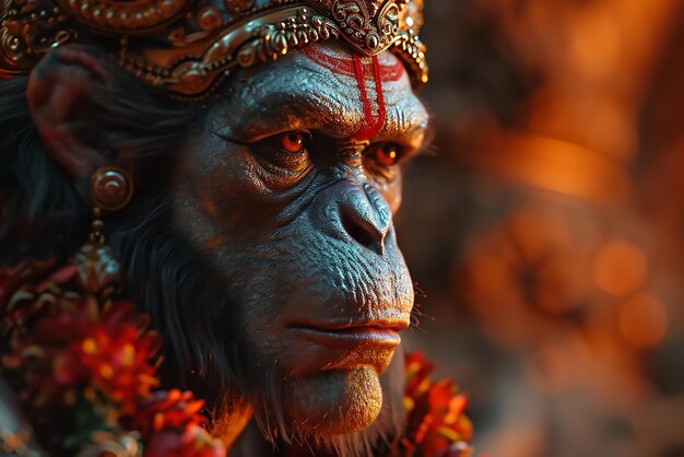 Foto hindoe-god hanuman moderne standbeeld